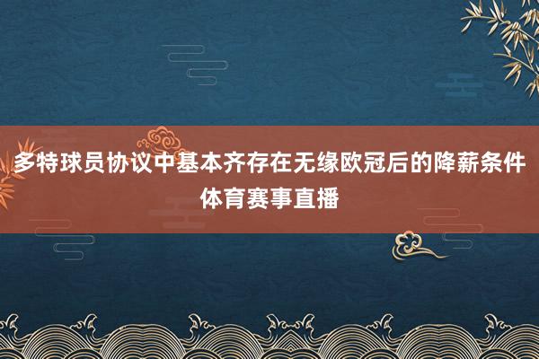 多特球员协议中基本齐存在无缘欧冠后的降薪条件体育赛事直播